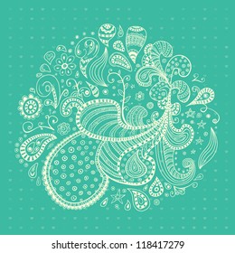 Abstract floral elements. Vector wave ornaments. Floral theme for designs.