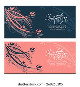 Abstract floral elements for your invitation design, wedding graphic design, retro parties