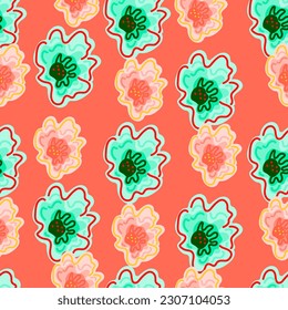Abstrakter, floraler Hintergrund. Kamille Blumen nahtlose Muster, elegant in einem einfachen Stil. Für Stoffdesign, Stoffdruck, Packpapier, Deckel. Vektorgrafik