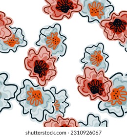 Abstract floral endless background. Chamomile flower seamless pattern, elegantly in a simple style. For fabric design, textile print, wrapping paper, cover. Vector illustration