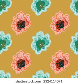 Abstract floral endless background. Chamomile flower seamless pattern, elegantly in a simple style. For fabric design, textile print, wrapping paper, cover. Vector illustration