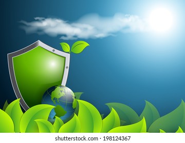 abstract floral environmental vector frame with globe. Eps10