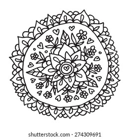 Abstract floral ethnic circle element.