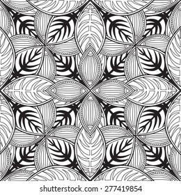 Abstract floral ethnic pattern. Geometric ornament. Oriental seamless background.