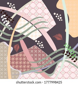 abstract floral and etnic pattern or design for scarf and hijab printing