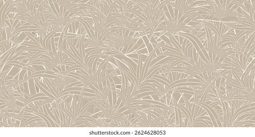 Abstract floral fabric texture. Herbal garden doodle illustrations. Beige glam bedding patterns. Floral branch backdrop designs. Beautiful fashion wallpaper designs. Seamless pattern vector