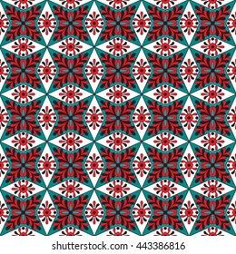 Abstract floral floor tiles; seamless pattern - Vector illustration.