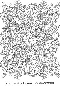 patrón de fondo de flor floral abstracto color de página adulto línea de arte mandala color relajación meditación libre de estrés vector floral 