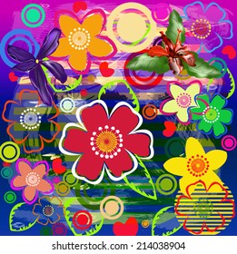 Abstract floral flowers decorative ornaments.Vector
