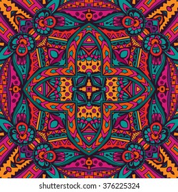 Abstract floral folk ethnic tribe seamless pattern ornament