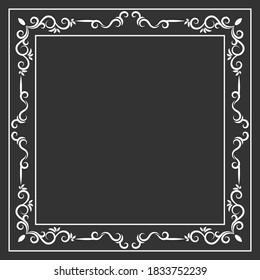 Abstract floral frame black elegant background. -  vector.