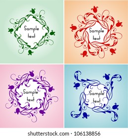 Abstract floral frame, border set with place for your text