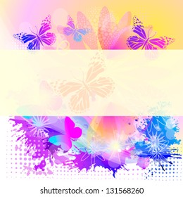 Abstract floral frame with butterflies