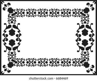 Abstract floral frame element. No Gradients, one color.