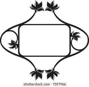 Abstract floral frame element. No Gradients, one color.