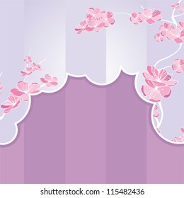abstract floral frame with flowering branch and cutout