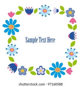 abstract floral frame with flowers. vector illustration