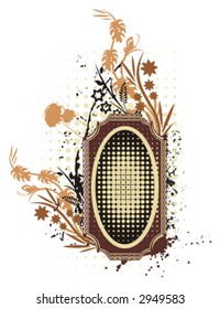 Abstract floral frame with grunge and halftone effects. Check my portfolio for more of this series as well as thousands of similar and other great vector items.