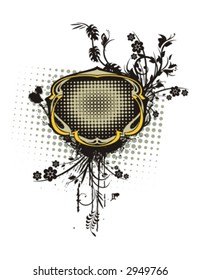 Abstract floral frame with grunge and halftone effects. Check my portfolio for more of this series as well as thousands of similar and other great vector items.