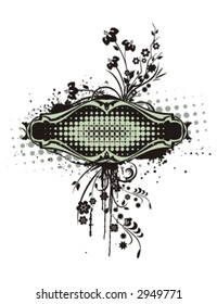 Abstract floral frame with grunge and halftone effects. Check my portfolio for more of this series as well as thousands of similar and other great vector items.