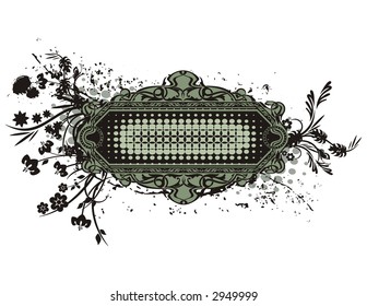 Abstract floral frame with grunge and halftone effects. Check my portfolio for more of this series as well as thousands of similar and other great vector items.