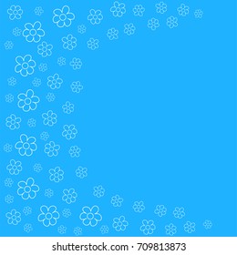 abstract floral frame on a blue background. For prints, greeting cards, invitations, wedding, birthday, party, Valentine's day. Vector illustration.