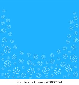 abstract floral frame on a blue background. For prints, greeting cards, invitations, wedding, birthday, party, Valentine's day. Vector illustration.