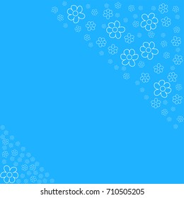 abstract floral frame on a blue background. For prints, greeting cards, invitations, wedding, birthday, party, Valentine's day. Vector illustration.