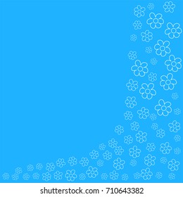 abstract floral frame on a blue background. For prints, greeting cards, invitations, wedding, birthday, party, Valentine's day. Vector illustration.