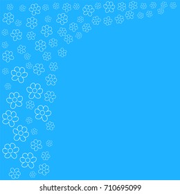 abstract floral frame on a blue background. For prints, greeting cards, invitations, wedding, birthday, party, Valentine's day. Vector illustration.