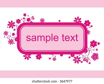 Abstract floral frame on a grunge background. Vector illustration