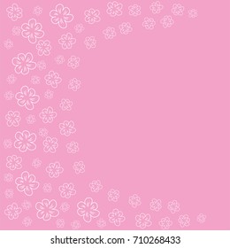 abstract floral frame on a pink background. For prints, greeting cards, invitations, wedding, birthday, party, Valentine's day. Vector illustration.