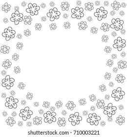 abstract floral frame on a white background. For prints, greeting cards, invitations, wedding, birthday, party, Valentine's day. Vector illustration.