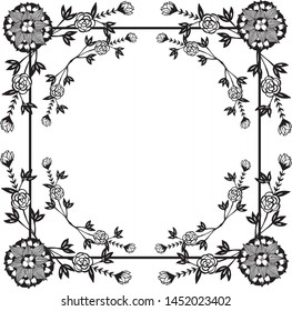 Abstract floral frame ornament border for design template. Vector