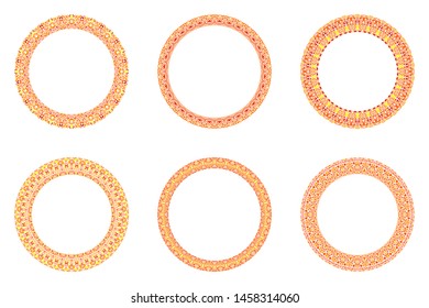 Abstract floral frame set - circular round vector elements from curved shapes