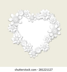 abstract floral frame in shape of heart, vector illustration, eps 10 with transparency and gradient mesh