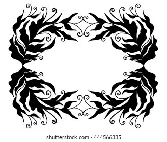 Abstract floral frame sketched, hand drawing