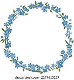 Abstract floral frame with space. Spring flowers, forget-me-nots