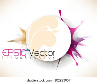 abstract floral frame in splashed ink illustration. eps10 vector format