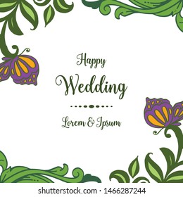 Abstract floral frame, texture elegant, decoration card happy wedding. Vector