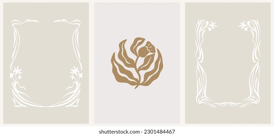 Resumen de ilustración vectorial de marco floral. Diseño botánico retro 70, 80, 90.