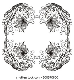 Abstract floral frame. Vector illustration.