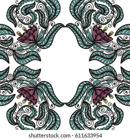 Abstract floral frame. Vector illustration.