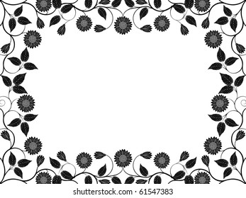 Abstract floral frame. Vector illustration.