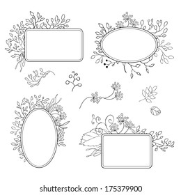Abstract Floral Frames Vector Black On Stock Vector (Royalty Free ...