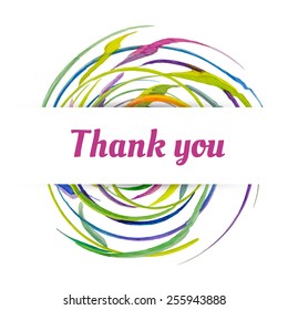 Abstract floral garden watercolor seamless background with thank you inscription. Tropical banner.