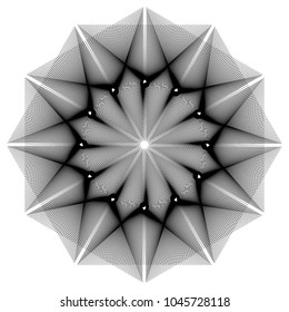Abstract floral geometric circular pattern.