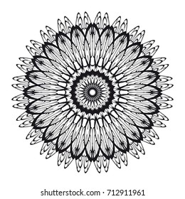 Abstract floral geometric mandala for coloring. vector illustration