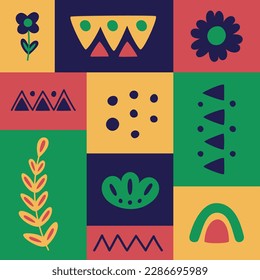 Abstract floral geometric poster for mexican holiday Cinco de Mayo