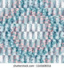 Abstract floral geometric seamless pattern with mosaic of tropical flowers and triangles. Psychedelic pattern in light pastel  for textiles, sportswear, swimwear, paper, web, apparel.